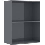 👉 Boekenkast grijs steigerhout Vidaxl 2 Schappen 60x30x76,5 Cm Spaanplaat Hoogglans 8719883815664