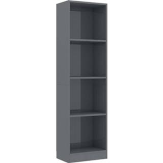 👉 Boekenkast grijs steigerhout Vidaxl 4 Schappen 40x24x142 Cm Spaanplaat Hoogglans 8719883787497