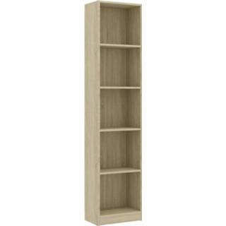 👉 Boekenkast steigerhout geel Vidaxl Met 5 Schappen 40x24x175 Cm Spaanplaat Eikenkleurig 8719883787534