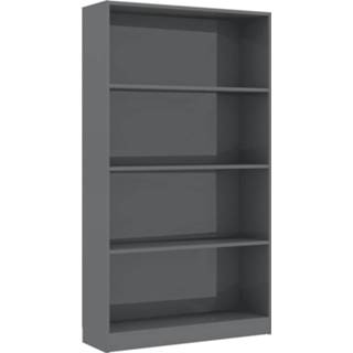 👉 Boekenkast grijs steigerhout Vidaxl 4 Schappen 80x24x142 Cm Spaanplaat Hoogglans 8719883815305