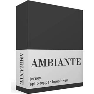 👉 Splittopper antraciet katoen grijs Ambiante Jersey Split-topper Hoeslaken - 100% Gebreide Lits-jumeaux (180x200/210 Cm) 8719931040208