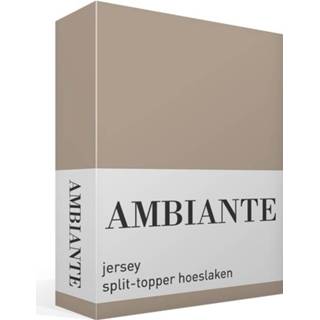 👉 Splittopper katoen taupe Ambiante Jersey Split-topper Hoeslaken - 100% Gebreide 2-persoons (140x200 Cm) 8719931040154