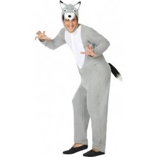 👉 Verkleedkostuum grijze polyester XL grijs Wolf Dieren Verkleed Kostuum/onesie Voor Volwassenen (42-44) 8719538824218