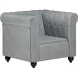 👉 Fauteuil grijs leer leder Vidaxl Chesterfield-stijl Echt 8719883610498