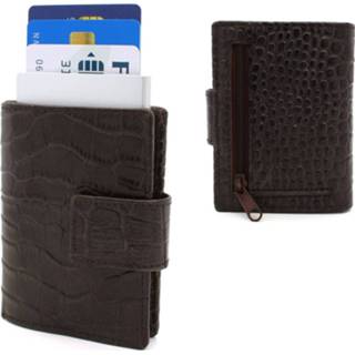 👉 Creditcardhouder bruin leer croco leder Figuretta Leren Rfid Uitschuifbare - Portemonnee Anti Skim Pasjeshouder 8719831834839