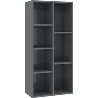 👉 Boekenkast grijs steigerhout Vidaxl 50x25x106 Cm Spaanplaat Hoogglans 8719883869735