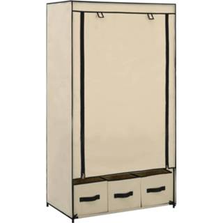 Vidaxl Kledingkast 87 stof Crรจme Kledingkast stof Vidaxl 87x49x159 Cm Crรจme 8719883565033