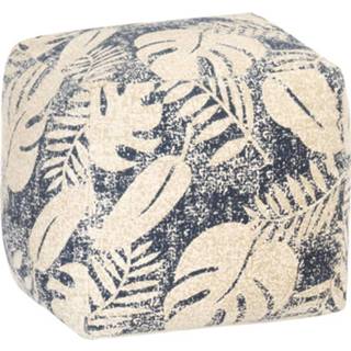 👉 Poef beige zwart stof katoen Vidaxl Met Gedrukt Ontwerp 45x45x45 Cm En 8719883818993