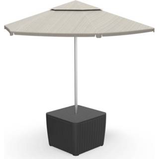 👉 Terrastafel synthetisch grijs Keter Tuintafel Luzon Plus Met Parasolgat Grafietkleurig 8711245148472