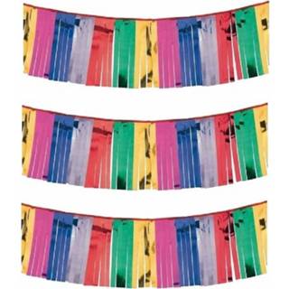👉 Feestslinger Set van 3x stuks gekleurde franje feest slingers 400 cm x 30