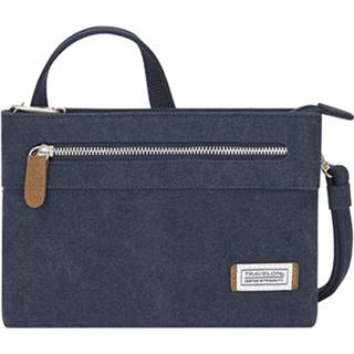 👉 Schoudertas blauw canvas suede suède small vrouwen Travelon Heritage Anti-diefstal Crossbody Damestas Rfid 33226 8717253690514