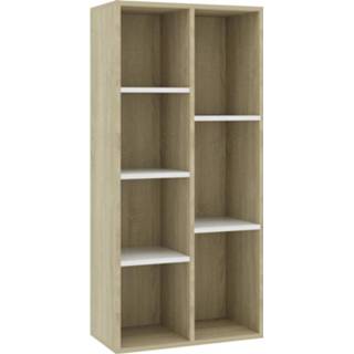 👉 Boekenkast wit steigerhout beige Vidaxl 50x25x106 Cm Spaanplaat En Sonoma Eikenkleurig 8719883869704