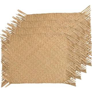 👉 Placemat beige 4x Beige/naturel Gevlochten Placemats 30 X 45 Cm Rechthoek - Eco/duurzaam Thema Tafeldecoraties Versieringen 8720147357004