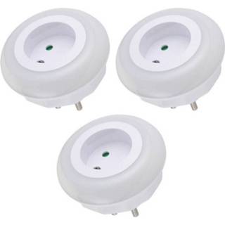 👉 Stopcontact kunststof wit 3x Stuks nachtlampjes met LED sensor - nachtverlichting dag/nacht functie 8720276041287