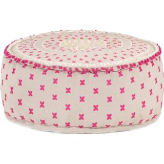 👉 Poef katoen stof Vidaxl Met Borduursel Rond 60x25 Cm Meerkleurg 8719883867267