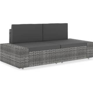 👉 Tweezitsbank grijs synthetisch Vidaxl Sectioneel Poly Rattan 8719883871912