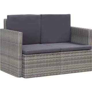 👉 Tuinbank grijs Vidaxl Tweezits Met Kussens Poly Rattan 8719883860473