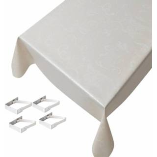 👉 Tafelkleed kunststof beige Buiten Tafelkleed/tafelzeil Barok Champagne 140 X 170 Cm Met 4 Tafelkleedklemmen - Tuintafelkleed Tafeldecoratie 8720147357660