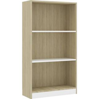 👉 Boekenkast wit eiken steigerhout Vidaxl 3 Schappen 60x24x108 Cm Spaanplaat Sonoma 8719883787732