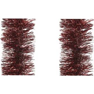 👉 Folie rood rode kunststof x 3x Stuks Kerstslingers Donkerrood 10 Cm Breed 270 - Guirlande Lametta Donkerrode Kerstboom Versieringen 8720276166423