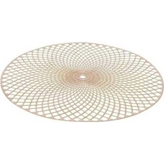 👉 Placemat gouden leder goudkleurig 8x Ronde Placemats Van 38 Cm - Tafelversiering 8720276100045