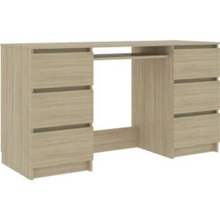 👉 Schrijftafel steigerhout Vidaxl 140x50x77 Cm Spaanplaat Sonoma Eikenkleurig 8719883869148