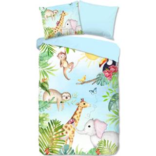 👉 Dekbedovertrek katoen multikleur Good Morning Bambini - Aqua 1-persoons 140x200/220 Cm 8717285177670