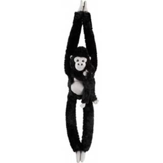 👉 Apenknuffel kinderen active zwarte zwart pluche polyester hangende gorilla aap/apen knuffel 84 cm speelgoed