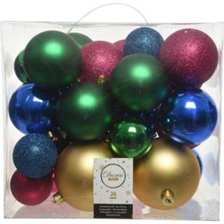 👉 Kerstbal kunststof multikleur 26x Kerstballen Mix Gekleurd 6, 8, 10 Cm - Kerstversiering/kerstdecoratie 8720147778878