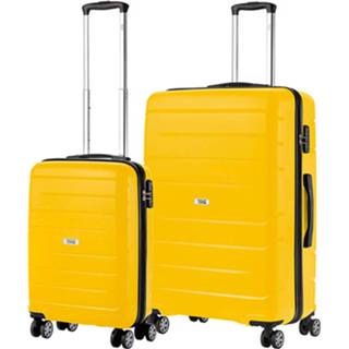 👉 Kofferset geel polypropyleen groot Travelz Big Bars Trolleyset 2-delig Handbagage + 8717253570151