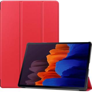 👉 Rood kunstleer stand flip hoes 3-Vouw sleepcover - Samsung Galaxy Tab S7 Plus 9145425530471