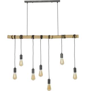 👉 Hanglamp hout bruin Dimehouse Industrieel Bamboo Wikkel - 7-lichts 7106613334907