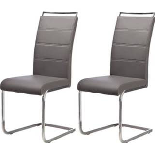 👉 Eetkamerstoel grijze Dylan Set Van 2 Eetkamerstoelen - Imitatie Modern L 42,5 X 56 Cm 3248115032180