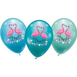 👉 Thema ballon blauw 24x Stuks Flamingo Ballonnen 28 Cm - Feestartikelen/versiering 8720276098342