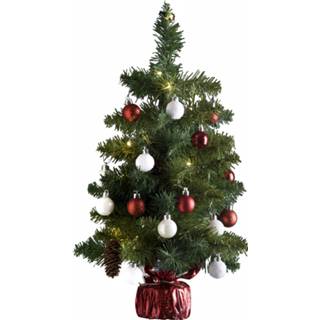 👉 Kunstkerstboom rood wit PVC multikleur 4goodz Met Licht En Versiering 50cm Hoog - Rood/wit 6013920465440