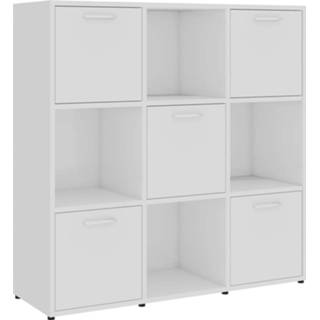 👉 Boekenkast wit steigerhout Vidaxl 90x30x90 Cm Spaanplaat Hoogglans 8720286017302