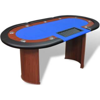 👉 Pokertafel blauw MDF Vidaxl Voor 10 Personen Met Dealervak En Fichebak 8718475957379