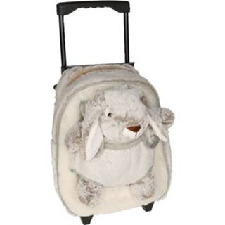 Trolley pluche synthetisch bruin kinderen Kindertas Op Wieltjes Met Haasje 35 X 25 13 Cm - 8719538417762