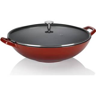 👉 Wokpan rood gietijzer Rood, 36 Cm - Kela Calido 4025457119477