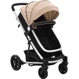 👉 Kinderwagen zwart aluminium multikleur kinderen Vidaxl 2-in-1 Taupe En 8718475732648