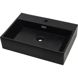 👉 Wastafel zwart keramiek Vidaxl Met Kraangat 76x42,5x14,5 Cm 8718475589099