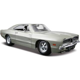 👉 Modelauto zilvergrijs metaal zilverkleurig Dodge Charger R/t 1969 1:24 - Speelgoed Auto Schaalmodel 8719538950122