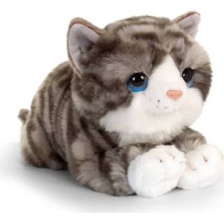 👉 Katten knuffel grijs witte pluche kinderen Keel Toys Grijs/witte Kat/poes 30 Cm - Knuffeldieren Speelgoed Voor 8719538979567