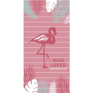 👉 Strandlaken roze katoen American College Flamingo - 75 X 150 Cm 3272760459047
