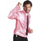 Rouche blouse roze synthetisch l Voordelige Lichtroze - 8712026021427