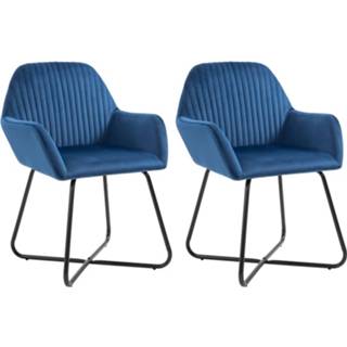 👉 Eetkamerstoel blauw fluweel stof Vidaxl Eetkamerstoelen 2 St 8719883607528