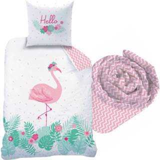 👉 Dekbedovertrek rose katoen multikleur Matt & Flamingo - Eenpersoons 140 X 200 Cm Multi Inclusief Hoeslaken 755899824595
