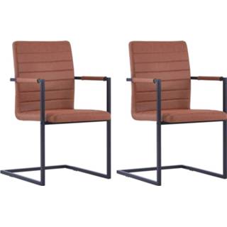 👉 Eetkamerstoel bruin kunstleer kunstleder Vidaxl Eetkamerstoelen 2 St 8719883598765