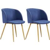 👉 Eetkamerstoel blauw stof Vidaxl Eetkamerstoelen 2 St 8719883667898