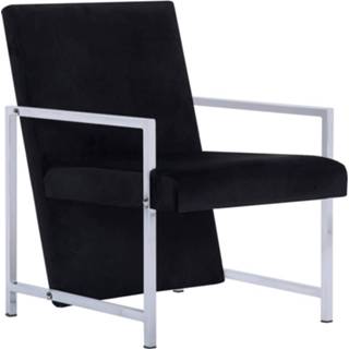 👉 Fauteuil zwart fluweel stof Vidaxl Met Chromen Poten 8719883588414